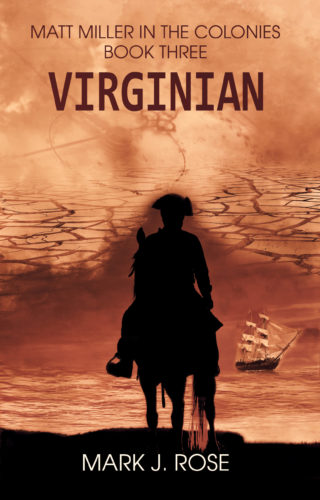 Virginian book cover, a silhouette of a man on a horse in front of an orange sky